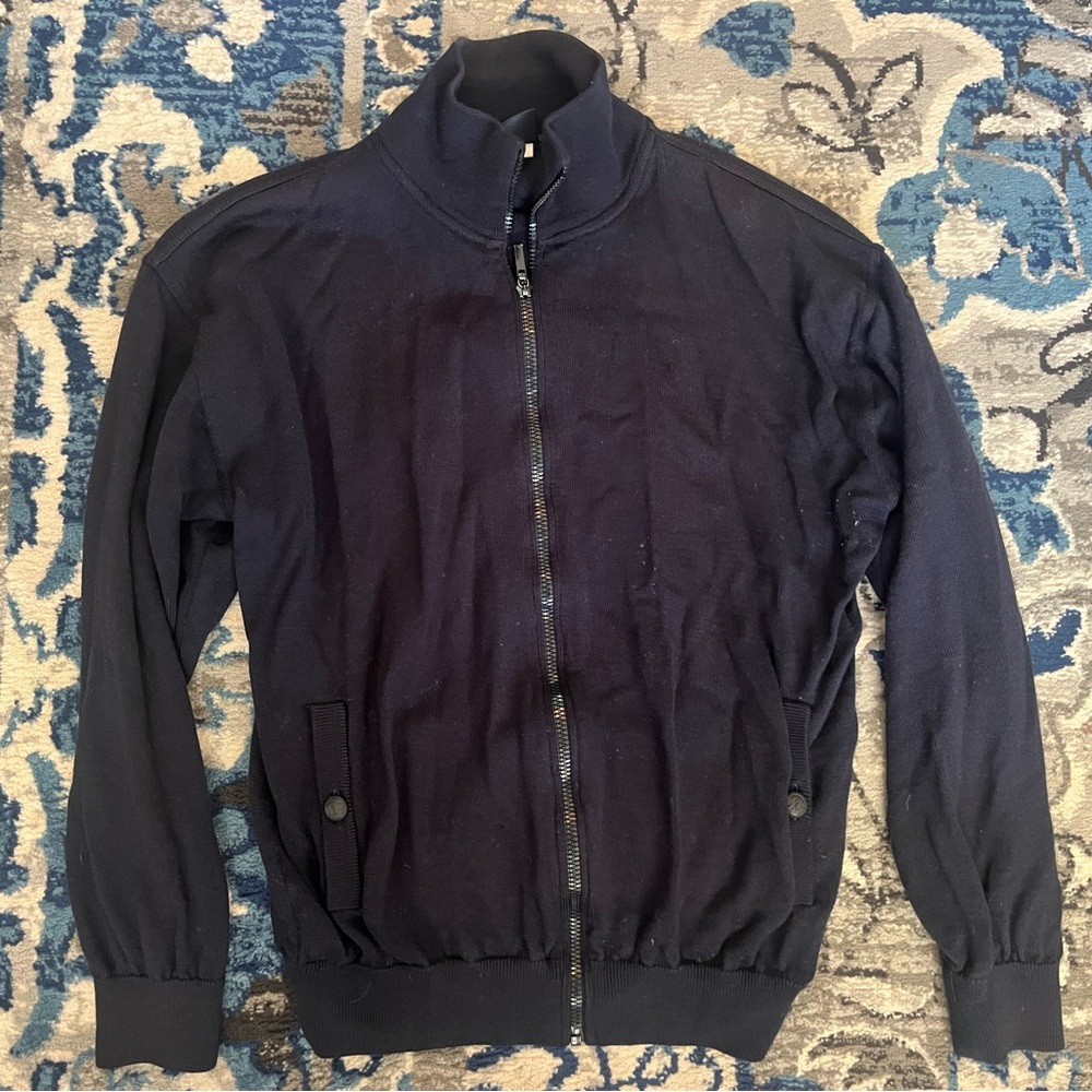Paul & Shark Quiet Luxury Mint Cardigan Wool Navy Pockets Full-Zip Retail $1200